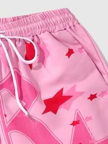 ROMWE MEN Prep 男士星星和字母图案编织短裤，适合休闲装、春夏季和校园