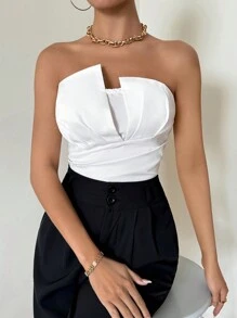 Firerie 女士夏季不对称紧身露肩上衣，适合日常生活、通勤、约会和音乐节 - 白色 - 查看 4