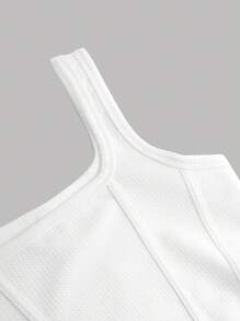 SHEIN Girlism 两件套少女街头风针织方领上衣和背带裤套装 - 彩色 - 查看 4