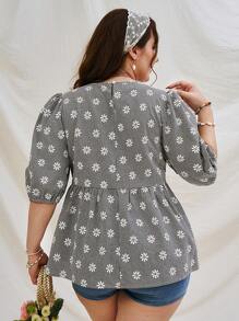 Dreamara Chemise à fleurs blanches et noires de grande taille