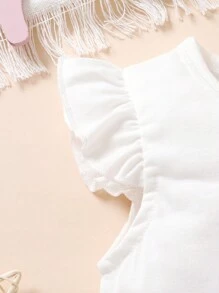 3入組嬰兒女孩優雅甜美柔軟舒適的卡通熊刺繡上衣，圓邊鬆緊短袖，配有字母印花運動短褲和腰帶，適合休閒日常假日穿搭 - 彩色 - 查看 7