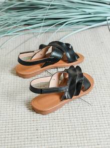 Summer Outdoor White Breathable Sandals For Girls, Comfortable Soft Bottom Fashionable Flat Shoes