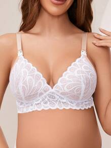 Moonlight&Mama Maternity Lace Decor Underwire Bra - White - View 6