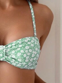 SHEIN Swim 夏日沙灘女士度假花卉印花荷葉邊簡約時尚比基尼套裝 - 彩色 - 查看 5