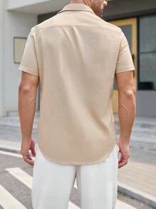 Manfinity ModaGents Heren zomer casual effen kleur korte mouwen overhemd