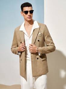 AKNOTIC Business Casual Linen Summer Men's Woven Business Blazer, For Fall Winter