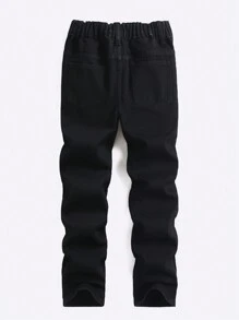 Tween Boys' Black Water Printed Loose Fit Jeans In High Street Style - Black - View 2