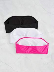 Swim Vcay Plus Size 3 Bộ Bikini Đi Biển Mùa Hè Màu Trơn Đệm Bandeau Bikini Top - Nhiều màu - Xem 2