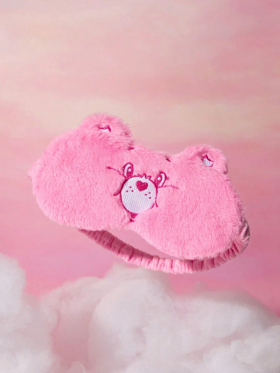 SHEIN X Care Bears Máscara de ojos suave y mullida con detalles bordados en rosa, un regalo