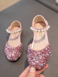 Elegant Korean Style Rhinestone Decorated Flat Shoes For Infants - Pink - View 3