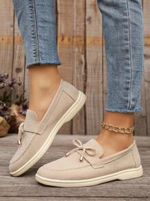 Damen Große Größen Modische Bequeme Flache Schuhe, beige Loafers