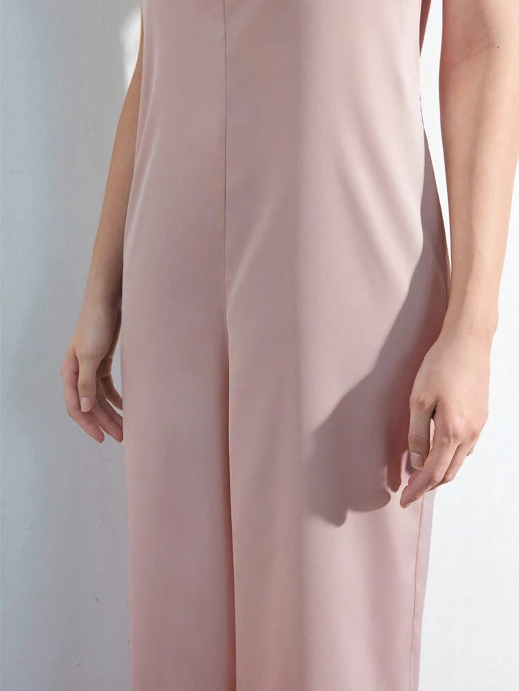 SHEIN Maija 1 szt. Modny damski kombinezon w jednolitym kolorze z szerokimi nogawkami, uniwersalny na letnie ukończenie szkoły