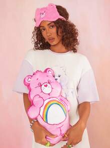 SHEIN X Care Bears Máscara de ojos suave y mullida con detalles bordados en rosa, un regalo