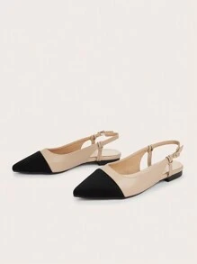 Zapatos planos elegantes franceses, zapatos elegantes con punta blanda y huecos, sandalias de media puntera para mujeres nobles