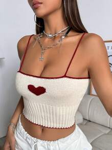 SHEIN Unity Top Feminina Tricotada de Primavera/Verão com Detalhe de Contraste na Barra, Para Uso Diário - Damasco - Visão 4