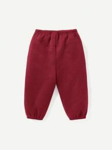 Cozy Pixies Baby Boys' Letter Print Round Neck Drop Shoulder Sweatshirt And Pants Two Piece Set - Burgundy - View 4