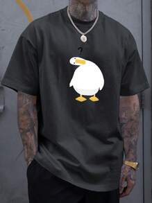 Men's Cute Duck Graphic Round Neck Casual T-Shirt