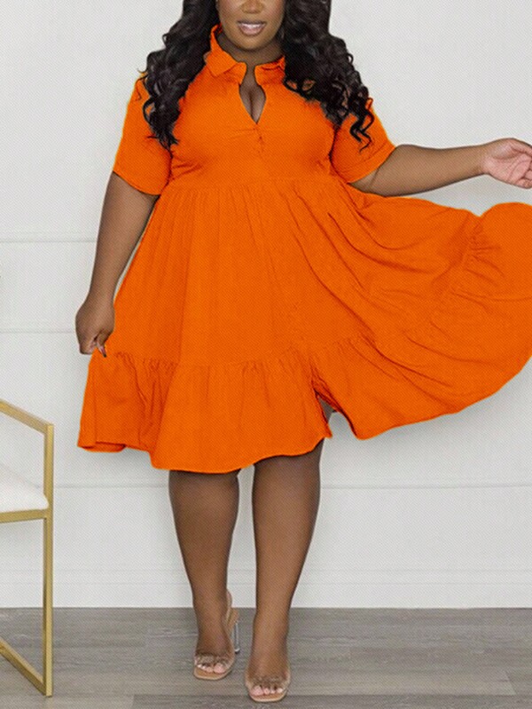 Slaydiva Plus Size Green Casual Summer Dress With Regular Shoulder, Cinched Waist And Flared Hem