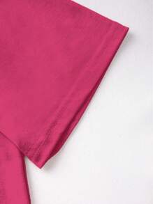 INAWLY Summer Casual Short Sleeve T-Shirt With Slogan Print DON'T LIKE ME? Problem Solved - Hot Pink - View 3