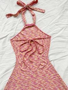 Soleia Women Summer Holiday Halter Neck Backless Dress - Multicolor - View 5