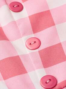 Celure Plus Size Kẻ sọc & Váy nối hoa không tay thường ngày Xuân/Hè - Hồng - Xem 3