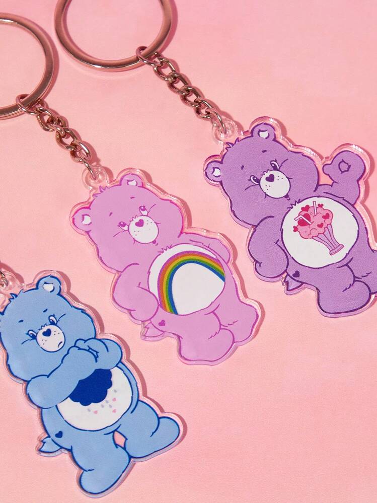 SHEIN X Care Bears 5 Pcs/Set Cute Bear Pattern Acrylic Keychains, Bag Charm, Gifts,Valentine's Day - Multicolor - View 4