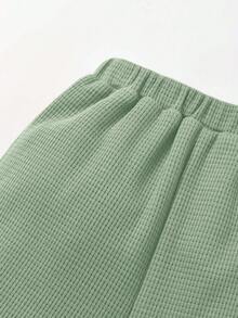 Cozy Pixies Baby Boy Letter Patched Pocket Tee & Sweatpants Matching Set - Green - View 6