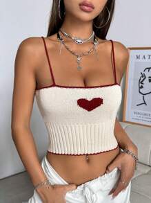 SHEIN Unity Top Feminina Tricotada de Primavera/Verão com Detalhe de Contraste na Barra, Para Uso Diário - Damasco - Visão 5
