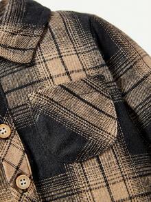 Cozy Pixies 男嬰格紋領長袖連身衣 - 卡其色 - 查看 7