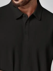 Manfinity Homme Men Plus Size Summer Casual Solid Color Short Sleeve Polo Shirt