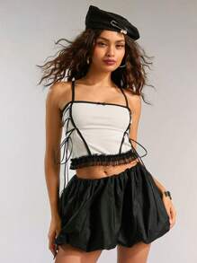 Forever 21 Women Spaghetti Strap Color-Block Trim Cami Cami Top - White - View 4