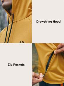 In My Nature Men's Fashionable Long Sleeve Hooded Outdoor Sweatshirt - Mustard Yellow - View 8