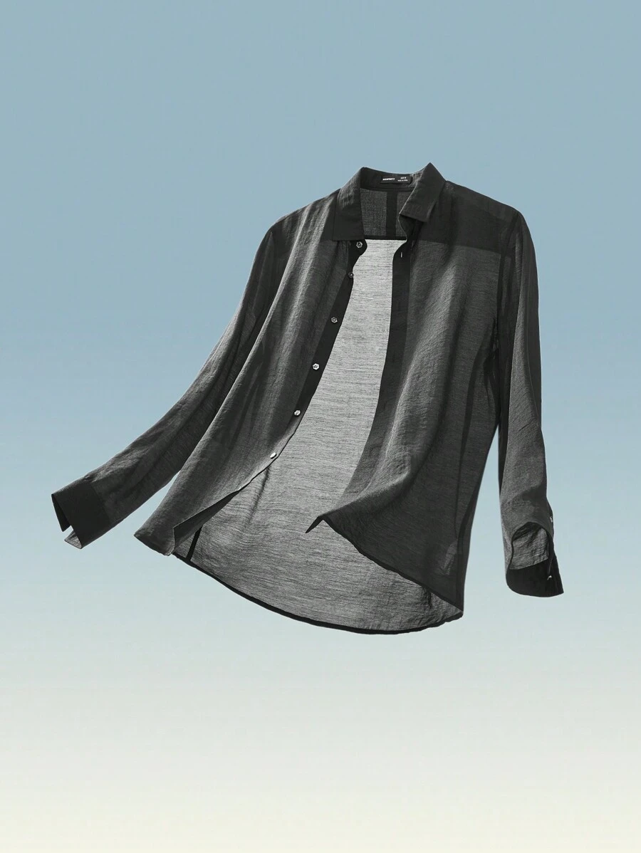 Manfinity VCAY Lyocell Super-Light Woven Solid Men's Long Sleeve Shirt For Summer