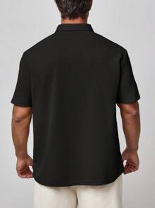 Manfinity Homme Men Plus Size Summer Casual Solid Color Short Sleeve Polo Shirt