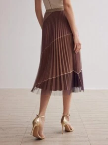 MOTF PREMIUM Damen Mehrfarben Plissee Mesh Midi Rock - Verschiedenfarbig - Übersicht 8