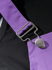 SHEIN Tween Girl Fashionable Workwear Style Overalls And Tank Top Two-Piece Set - Purple - View 7