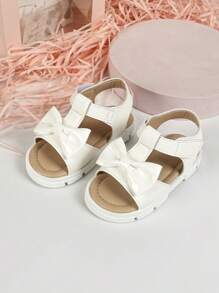 1 Pair Of Cute Baby Girl Walking Shoes, Infant And Toddler Beach Shoes, Flower Summer Roman Flat Sandals, Outdoor Vacation Sandals. - White - View 8