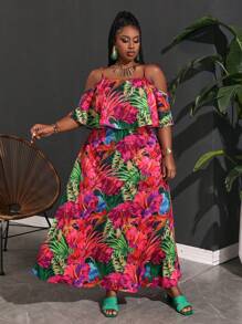 Slaydiva Lockeres Bedrucktes Kleid Für Übergewichtige Im Urlaub