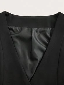 Áo vest ngắn đơn giản đôi ngực màu trơn - màu đen - Xem 3