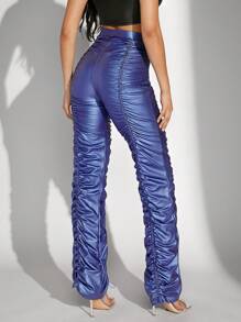 Hauture Hose Mit Metallico-look, Rüschen Und Kordelzug - Blau - Übersicht 2