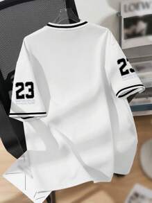 Manfinity Sporsity Men Simple Letter Printed Short Sleeve T-Shirt, Boyfriend Gift, For Going Out