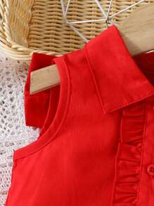 Niedlicher Tomaten bedruckter Rock und Top mit großem Schleife-Design auf der Rückseite für Baby Mädchen, im Landhausstil