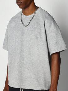 SUMWON Boxy Fit Short Sleeve Heavyweight Essential Tee - Grey - View 3
