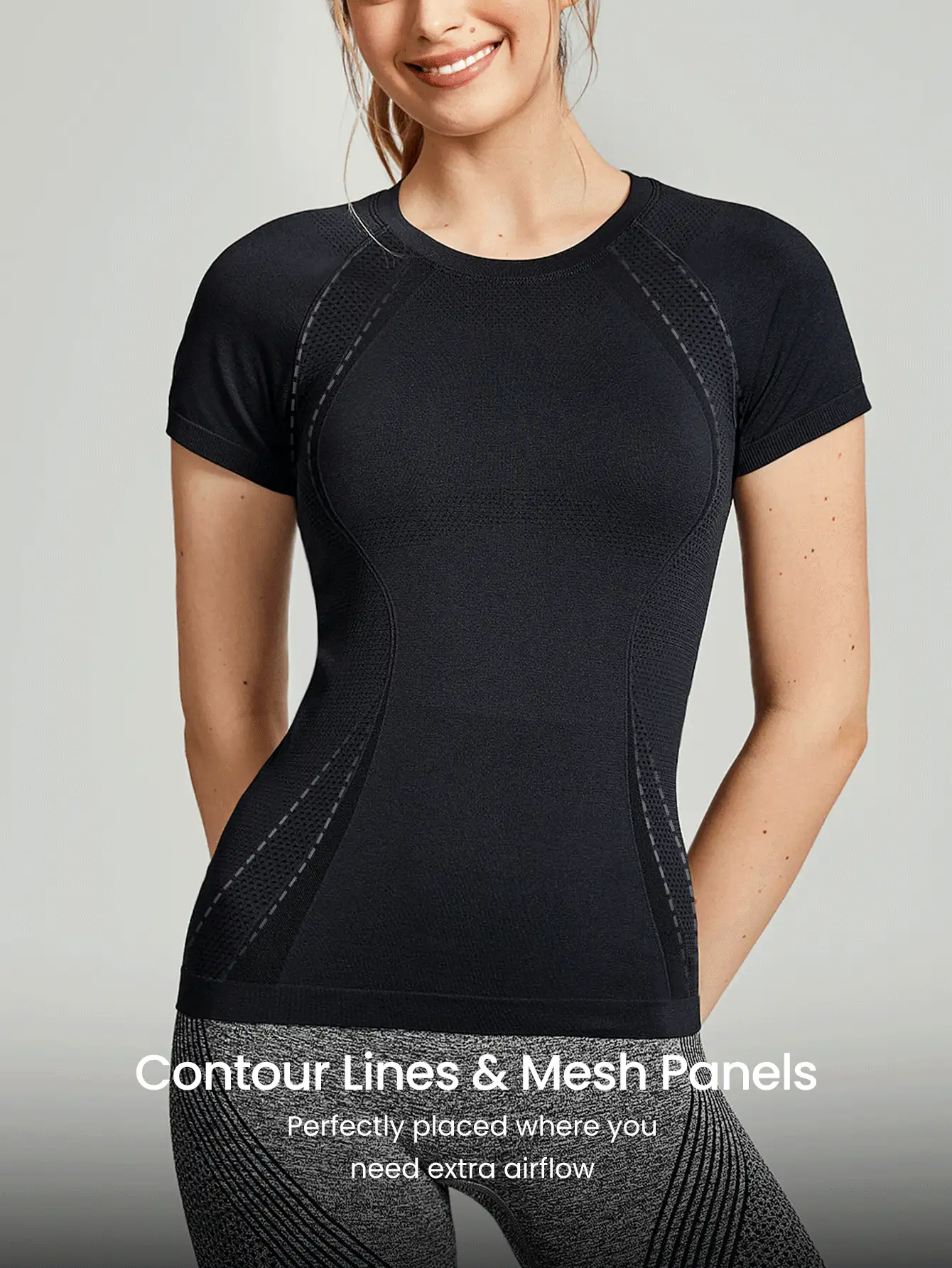 GLOWMODE 女性運動t恤和背心 - 黑色 - 查看 7