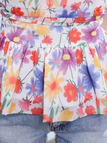 BELROSIE Random Floral Printed Ruffle Hem Summer Fashionable Camisole Top - Multicolor - View 7