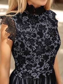 Đầm Dây kéo màu trơn Buổi tiệc - màu đen - Xem 4