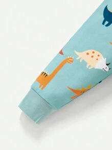 Cozy Pixies Bộ Đồ Ngủ Ôm Vừa Vặn Cho Bé Trai, Áo Cổ Tròn Và Quần Dài In Hình Động Vật Hoạt Hình, 2 Cái/bộ - màu xanh lá - Xem 10