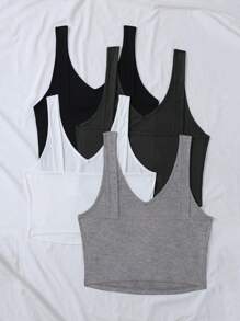 Calvaya Camiseta sin mangas acanalada en talla grande, unicolor