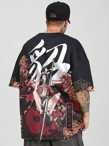 Men's Round Neck Digital Printed Short Sleeve T-Shirt, Summer