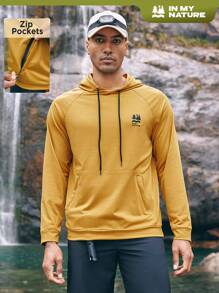 In My Nature Men's Fashionable Long Sleeve Hooded Outdoor Sweatshirt - Mustard Yellow - View 1